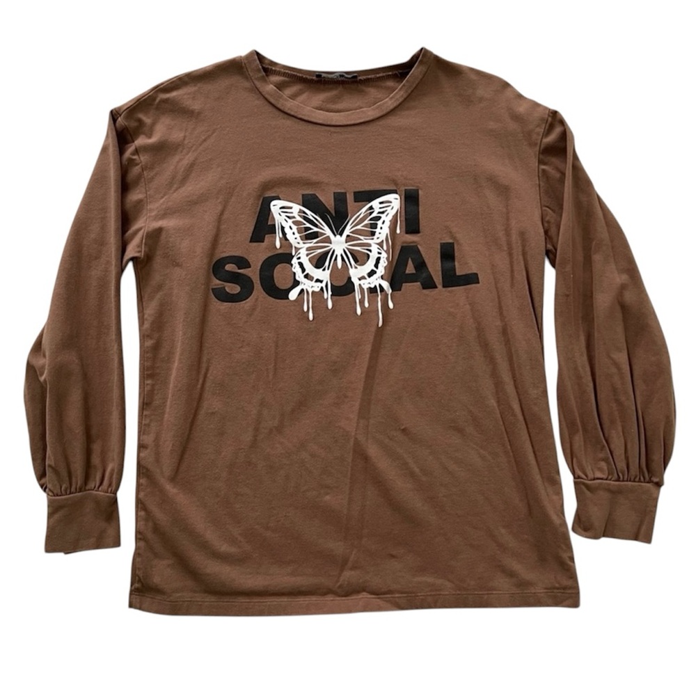 Fashion Nova I’m Not Social Long Sleeve Top - Small, Brown